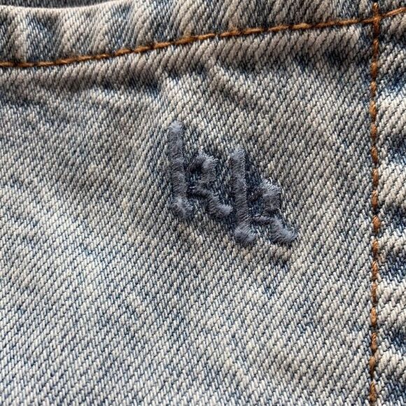 Kendall and Kylie denim frayed micro miniskirt red white side ribbons Zip 28 - Picture 13 of 14